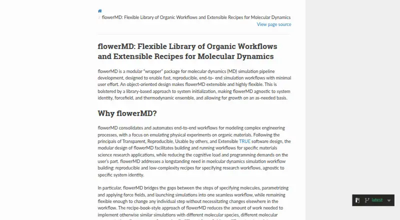 The flowerMD homepage