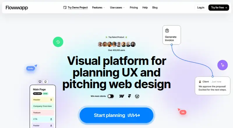 The FlowMapp homepage