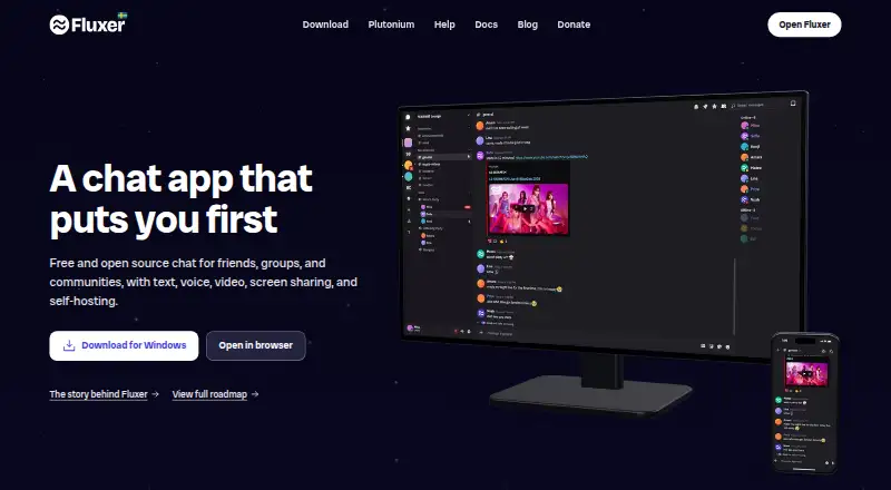 The Fluxer homepage