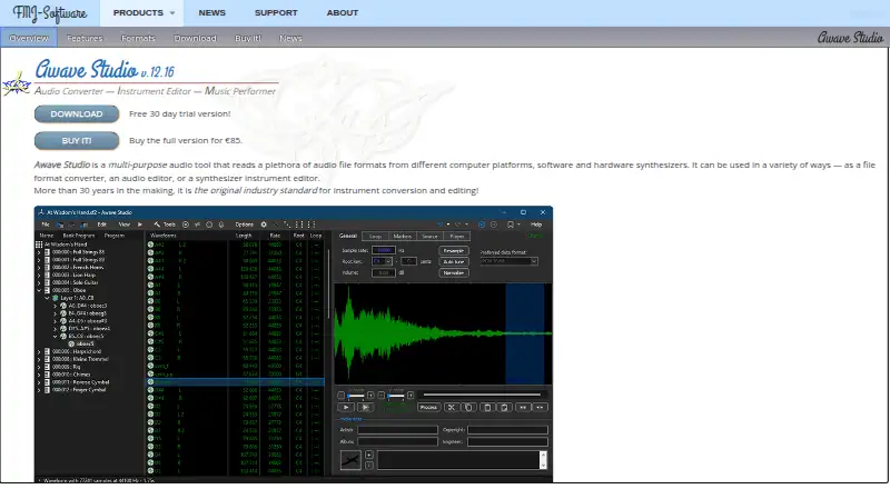 The Awave Studio homepage