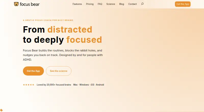 The Focus Bear homepage