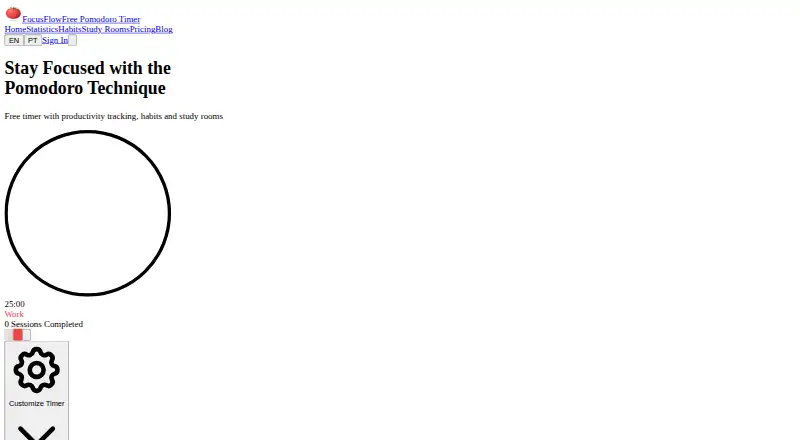 The FocusFlow homepage