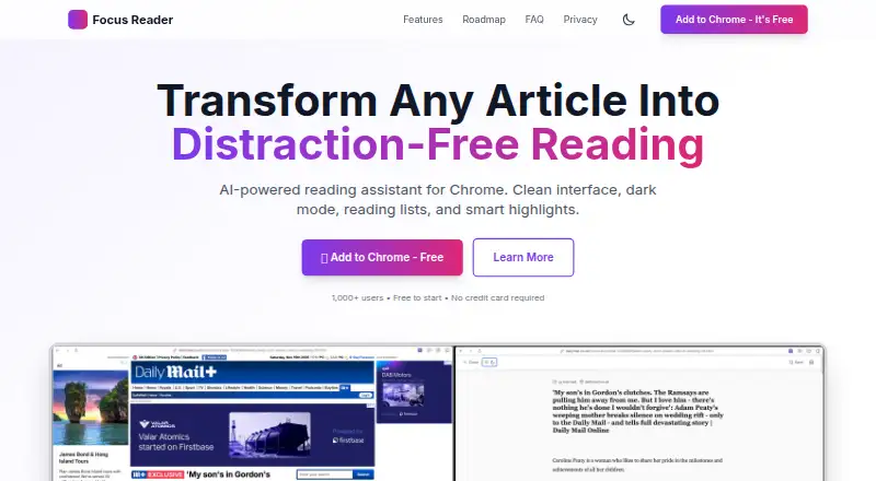 The FocusReader homepage
