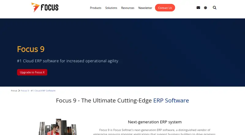 The Focus 9 homepage