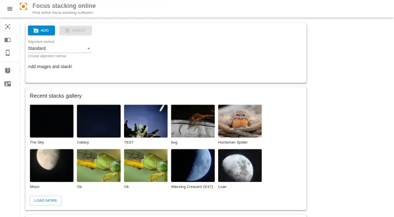 The Focus Stacking Online homepage