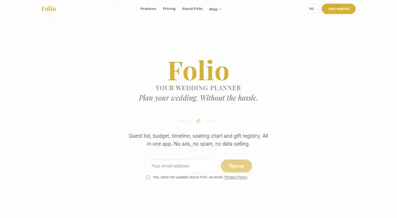 The Folio homepage
