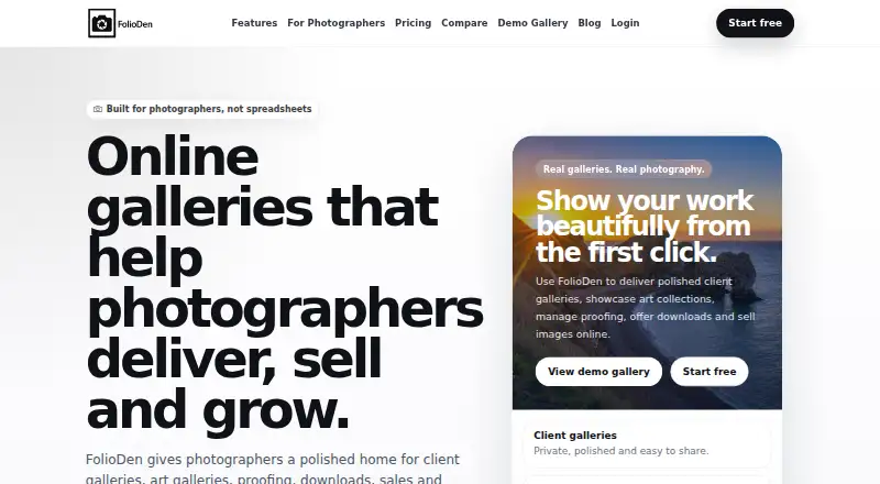The FolioDen homepage
