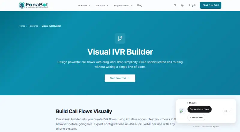 The FonaBot IVR Builder homepage