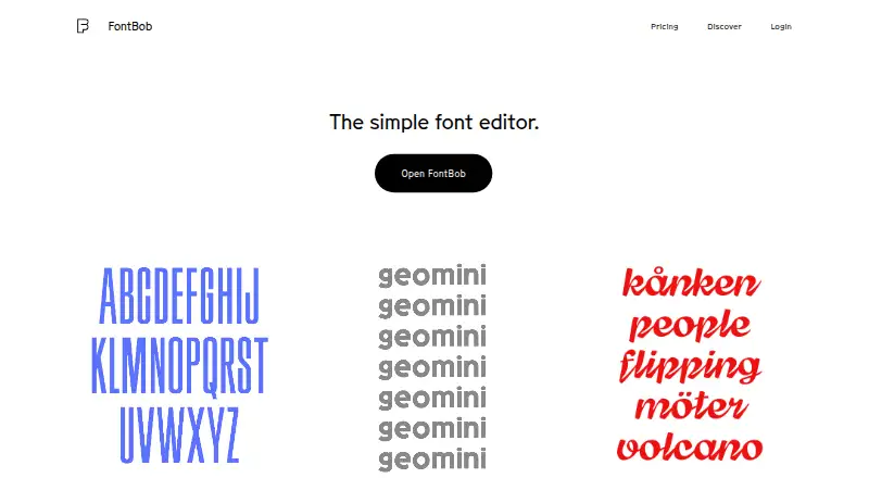 The FontBob homepage