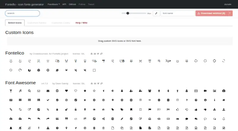 The Fontello homepage