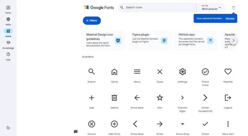 The Material Symbols homepage