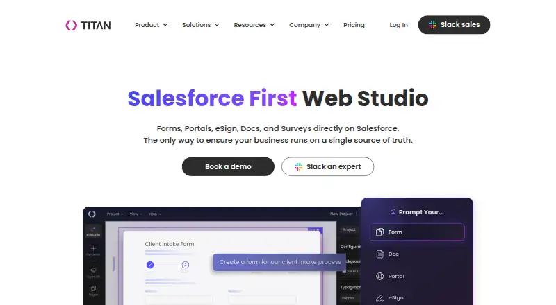The FormTitan homepage