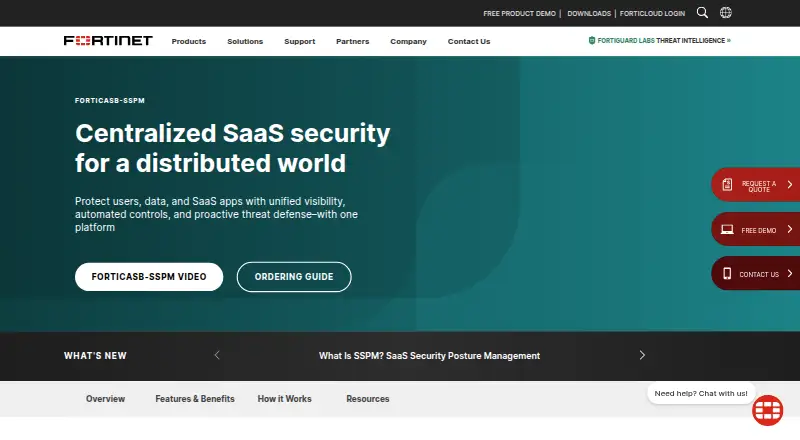 The FortiCASB homepage