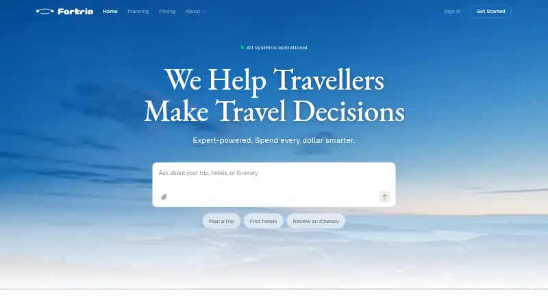 The Fortrip homepage