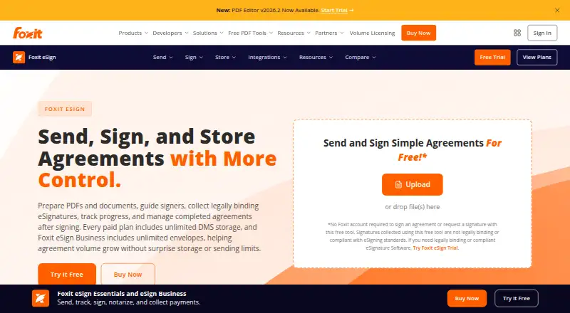 The Foxit eSign homepage