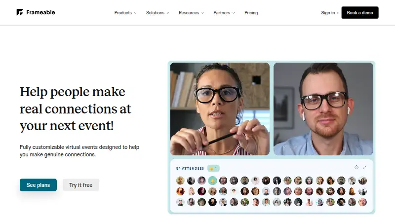The Frameable Events homepage