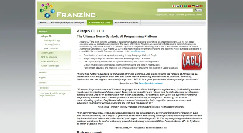 The Allegro CL homepage