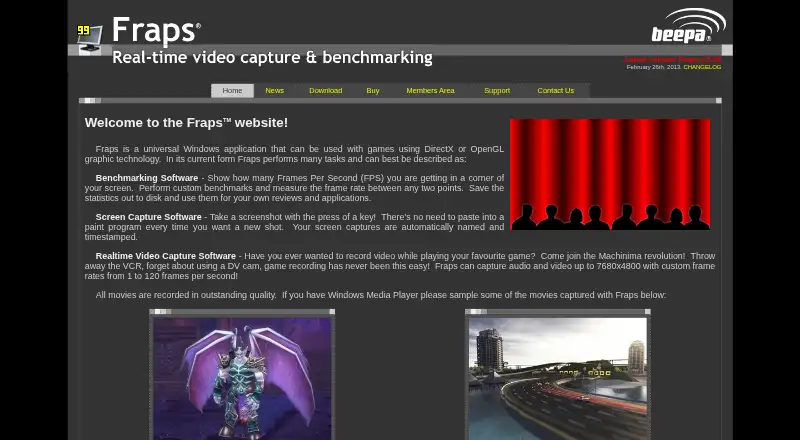 The Fraps homepage
