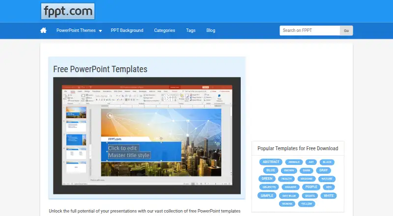 The Free PowerPoint Templates homepage