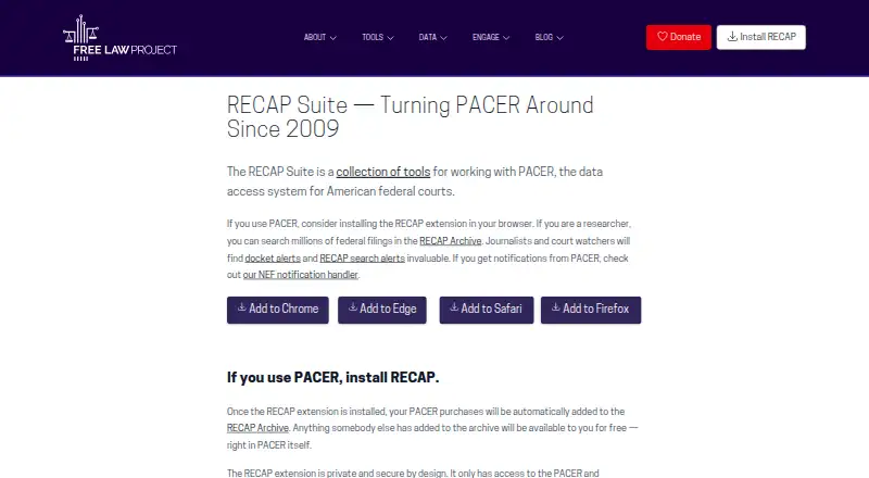 The RECAP homepage