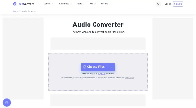 The FreeConvert Audio Converter homepage