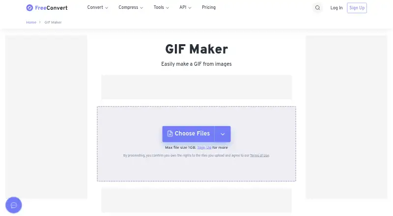 The FreeConvert GIF Maker homepage
