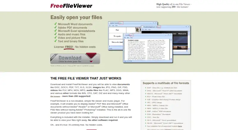 The FreeFileViewer homepage