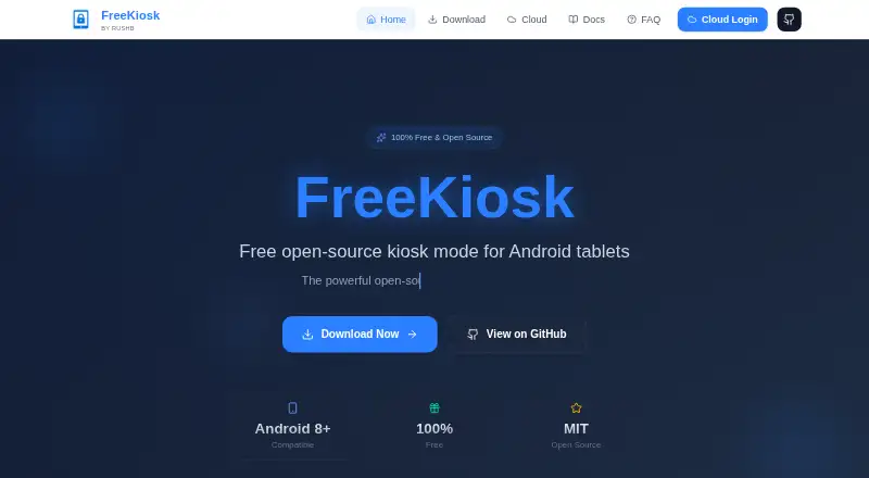 The FreeKiosk homepage