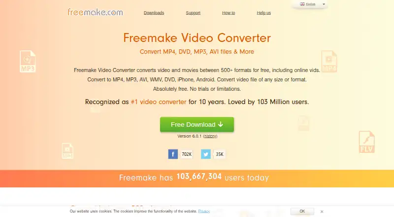 The Freemake Video Converter homepage