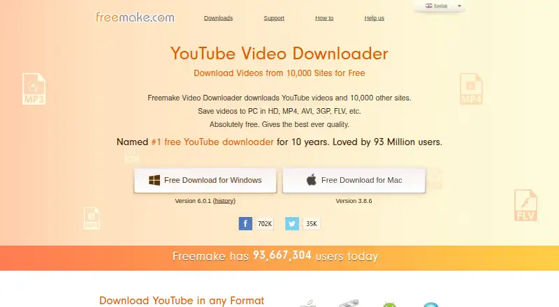 The Freemake Video Downloader homepage
