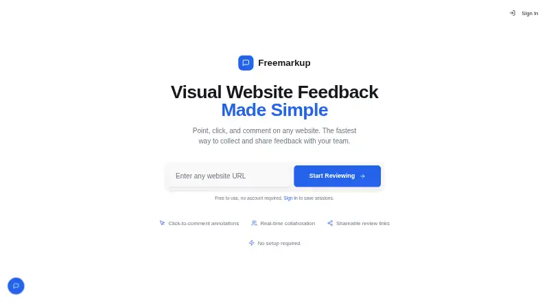 The Freemarkup homepage
