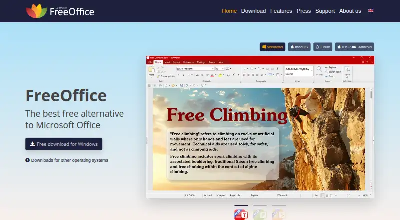 The SoftMaker FreeOffice homepage