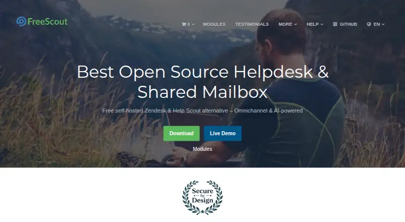 The FreeScout homepage