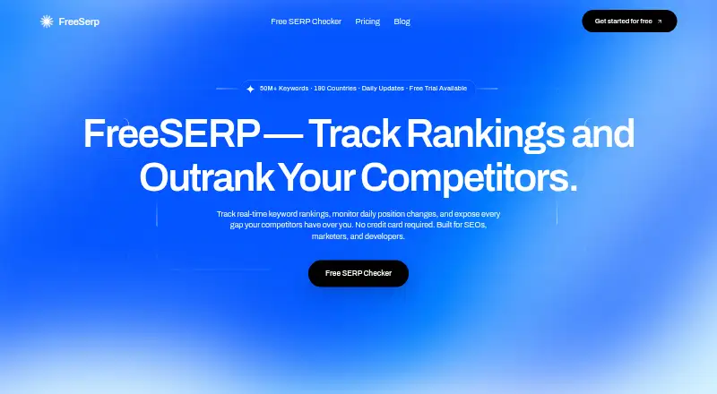 The FreeSERP homepage