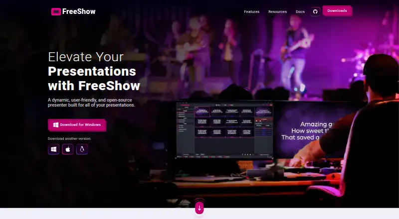 The FreeShow homepage