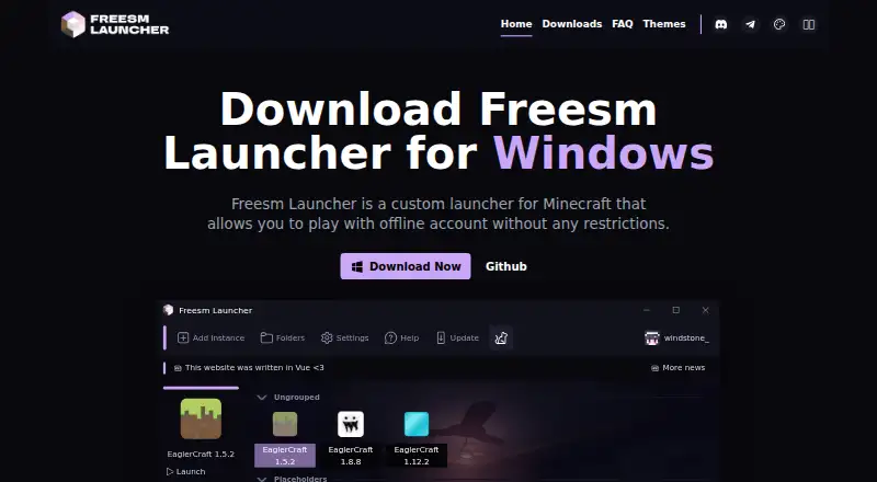 The Freesm Launcher homepage
