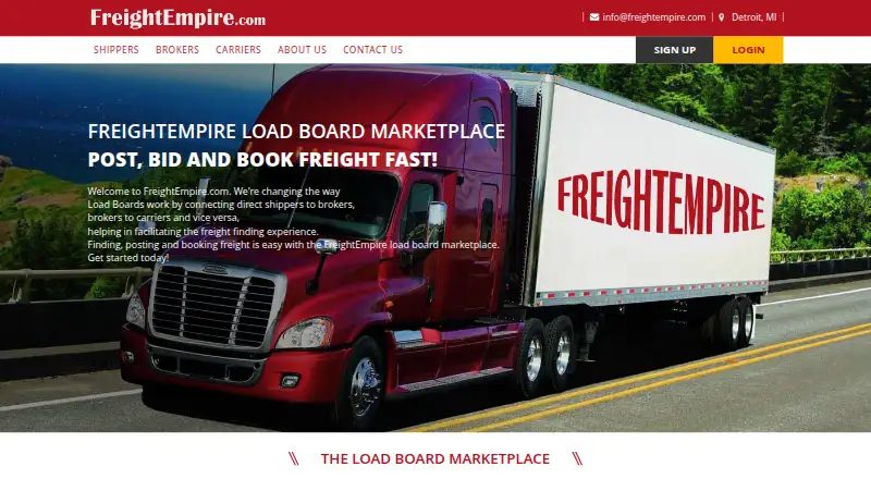 The FreightEmpire homepage