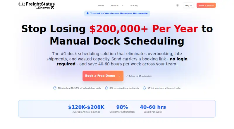 The FreightStatus homepage