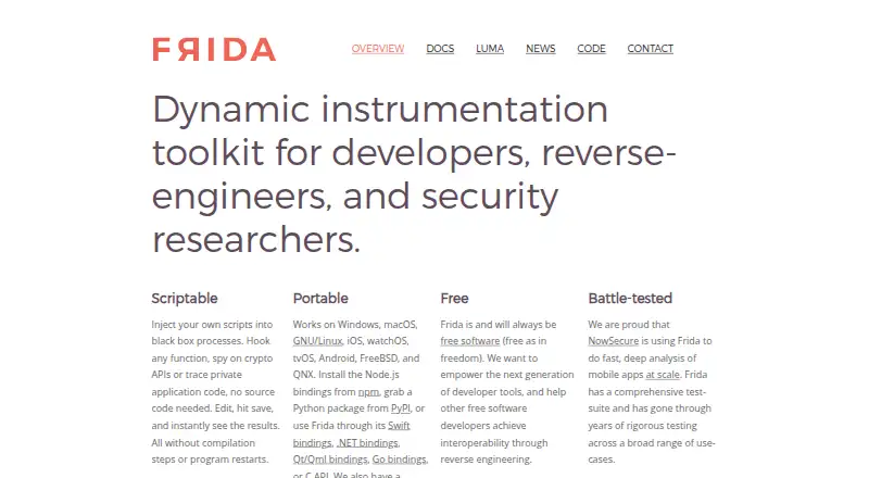The Frida homepage