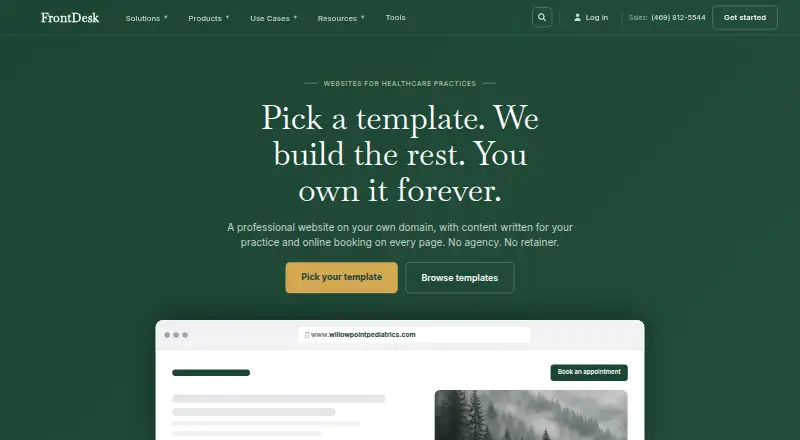 The FrontDesk homepage