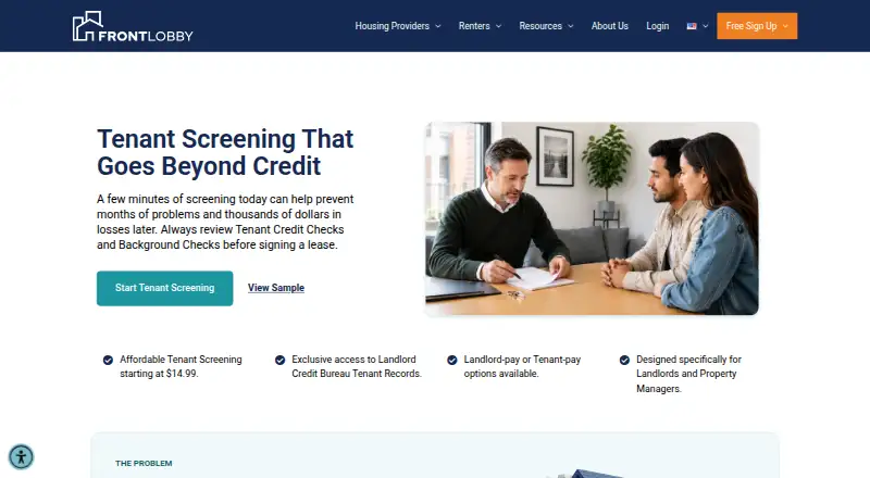The FrontLobby homepage
