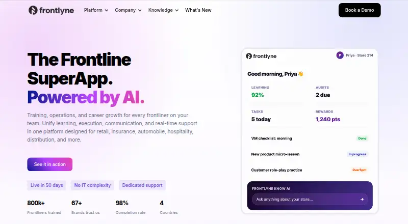 The Frontlyne homepage