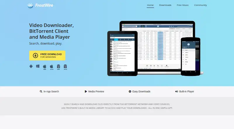 The FrostWire homepage