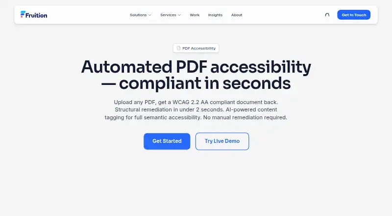 The Fruition PDF Accessibility homepage