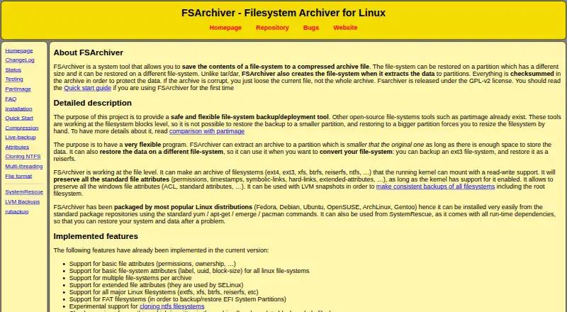 The FSArchiver homepage