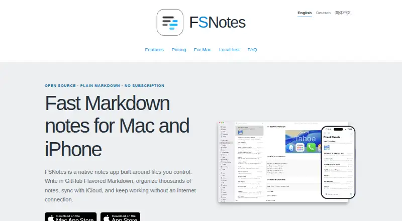 The FSNotes homepage