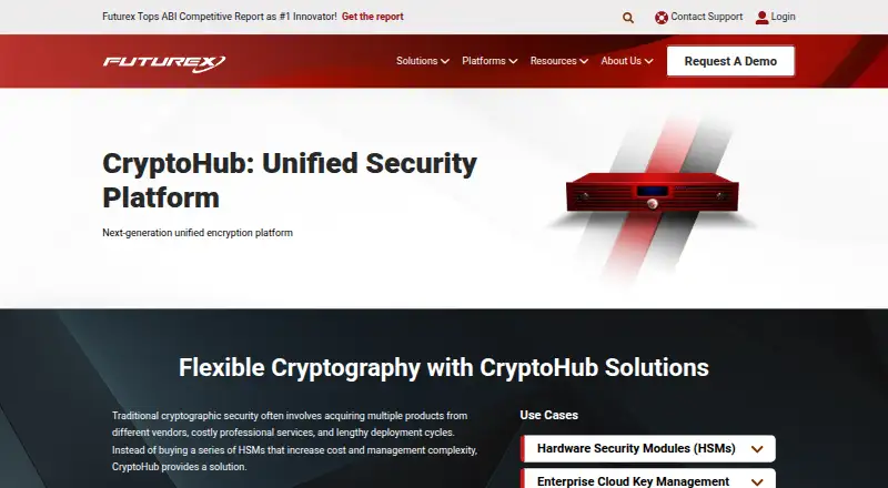 The Futurex CryptoHub homepage