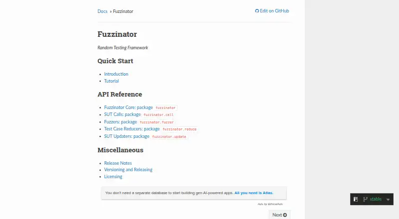 The Fuzzinator homepage