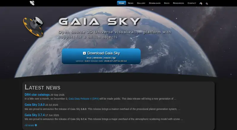 The Gaia Sky homepage