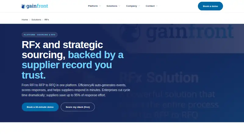 The Gainfront Sourcing & RFx homepage